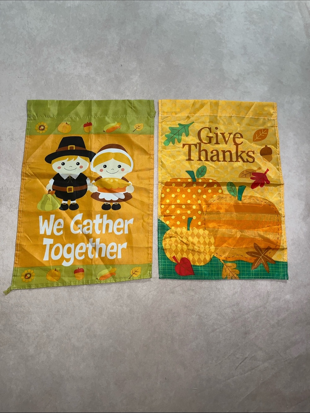 Thanksgiving Garden Flags - 'We Gather Together' & 'Give Thanks'